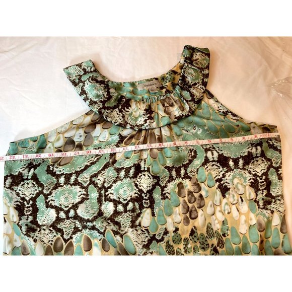 Dressbarn Women Geo Print Satin Pintuck Blouse Torrid High Neck Multicolor L - Picture 4 of 7